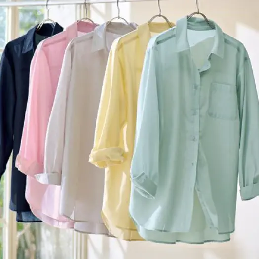 リネン混ゆるっとベーシックシャツ(UVケア・速乾・接触冷感・洗濯機OK)