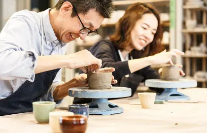 陶芸体験の様子